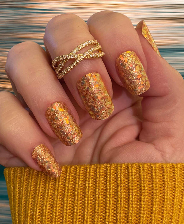 Golden Glitter - Nail Polish Wraps