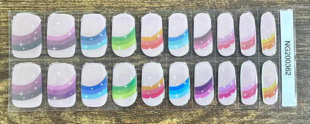 Rainbow Love  - Semi-Transparent Semi-Cured Gel Nail Wraps