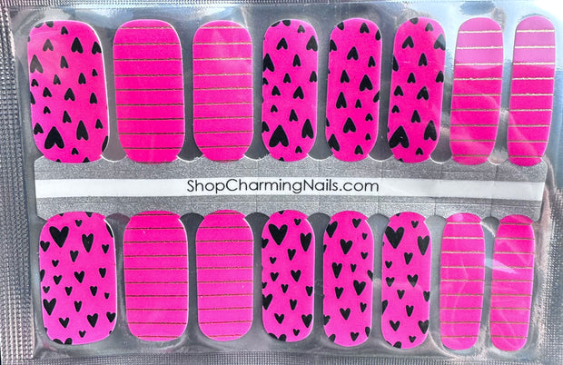 Hot Pink Hearts - Designer Nail Polish Wraps