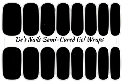 Solid Black Semi-Cured Gel Nail Wraps