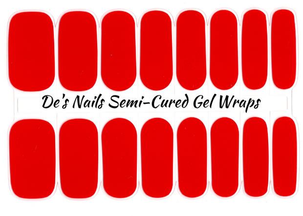 Candy Apple Red Semi-Cured Gel Nail Wraps