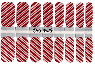 Pearly Candy Cane Nail Polish Wraps