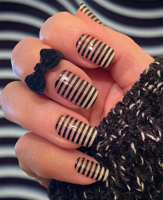 Thin Black Lines - Clear Overlay Nail Polish Wraps