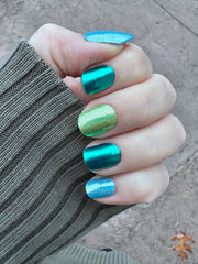 Green Glimmer -  Semi-Cured Gel Nail Wraps