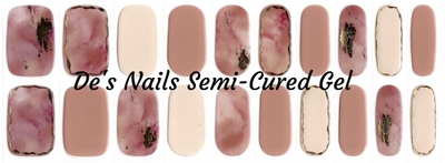 Golden Mauve Marble - Semi Transparent - Semi-Cured Gel Nail Wraps