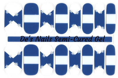 Daisy Blue Tips - Clear overlay Semi-Cured Gel Nail Wraps