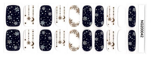 Snowy Night-  Semi-Cured Gel Nail Wraps