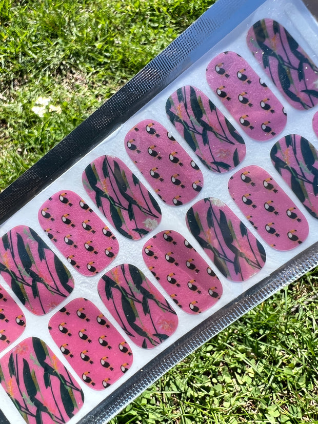 Tickled Pink Toucan - De’s Nails Exclusive Premium Nail Polish Wraps