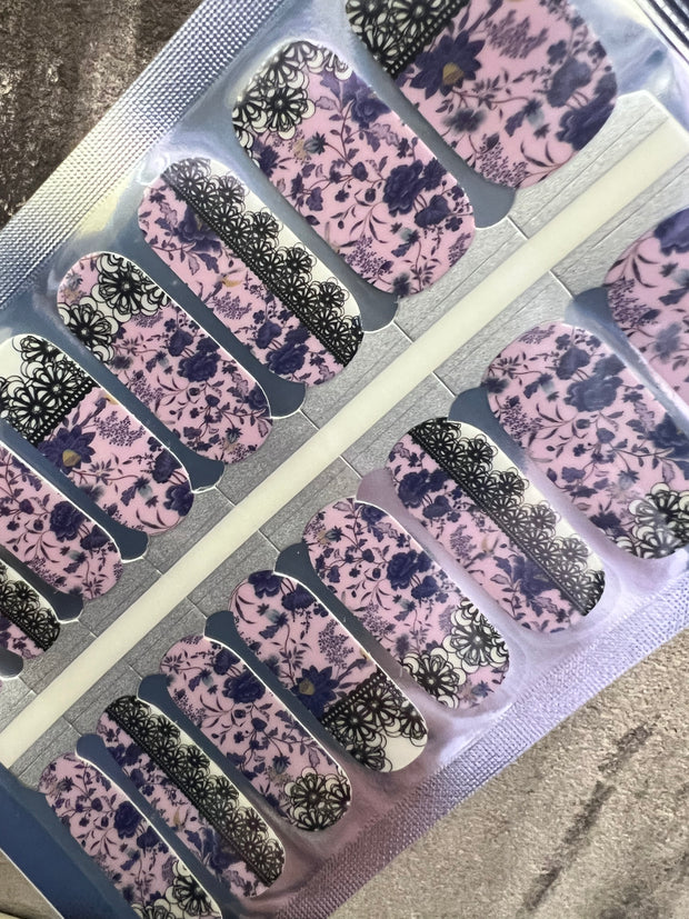 Lilacs and Lace  - Partial Clear Overlay Nail Polish Wraps