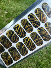 Black and Yellow Marble - Premium Nail Polish Wraps