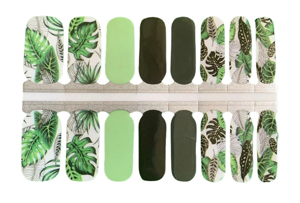 Tropical Plant Paradise -  Semi-Transparent Clear Overlay Designer Nail Polish Wraps