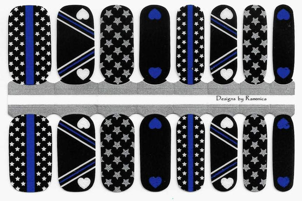 Thin Blue Line Designer Nail Polish Wraps