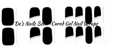 Black Glam Tips - Partial Clear Overlay - Semi-Cured Gel Nail Wraps