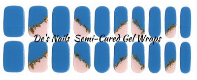 Blue Gold Tips - Clear Overlay Semi-Cured Gel Nail Wraps