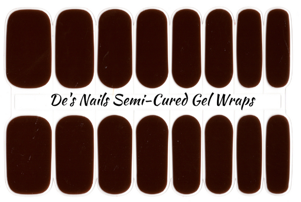 Solid Brown Semi-Cured Gel Nail Wraps