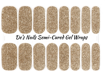 Gold Sparkle Semi-Cured Gel Nail Wraps