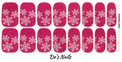 Raspberry Snowflakes - Premium Nail Polish Wraps