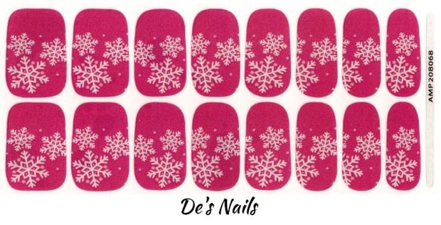 Raspberry Snowflakes - Premium Nail Polish Wraps