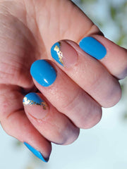 Blue Gold Tips - Clear Overlay Semi-Cured Gel Nail Wraps
