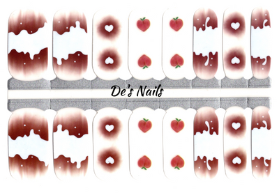 Chocolate Covered Strawberries - Semi-Transparent  - Nail Polish Wraps