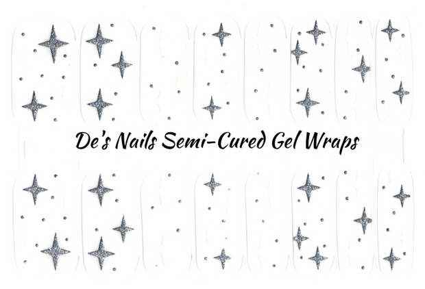 De's Nails Twinkle Twinkle Clear Overlay Semi-Cured Gel Nail Wraps